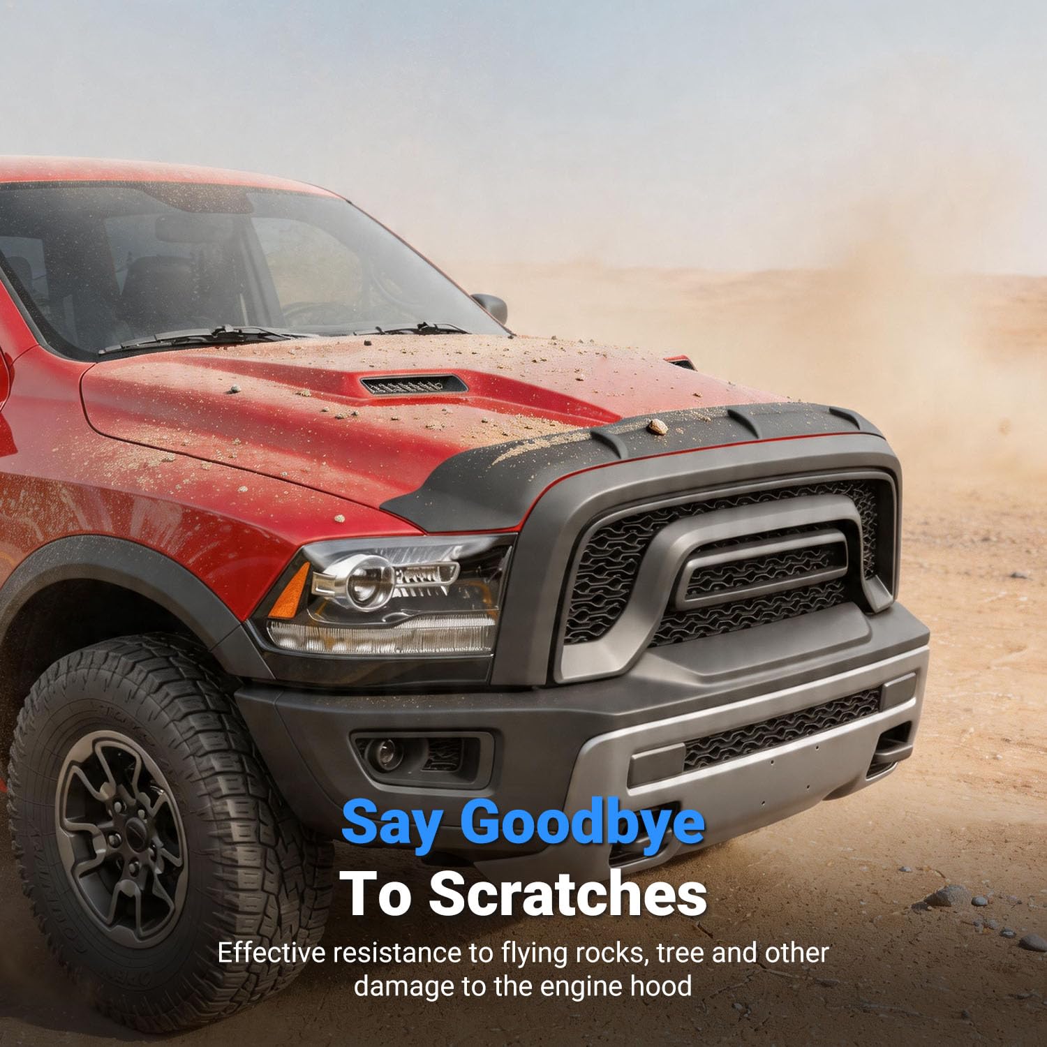 Motorhaubenschutz kompatibel mit Dodge RAM 1500 2009–2018 TPE-Schild Ersatz