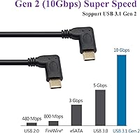 Vista 5 de Cable de extensión tipo C 3.1 de 90 grados USB 3.1 tipo C macho a macho Gen 2 (10Gbps) Cable de extensión de conector compatible con carga, datos