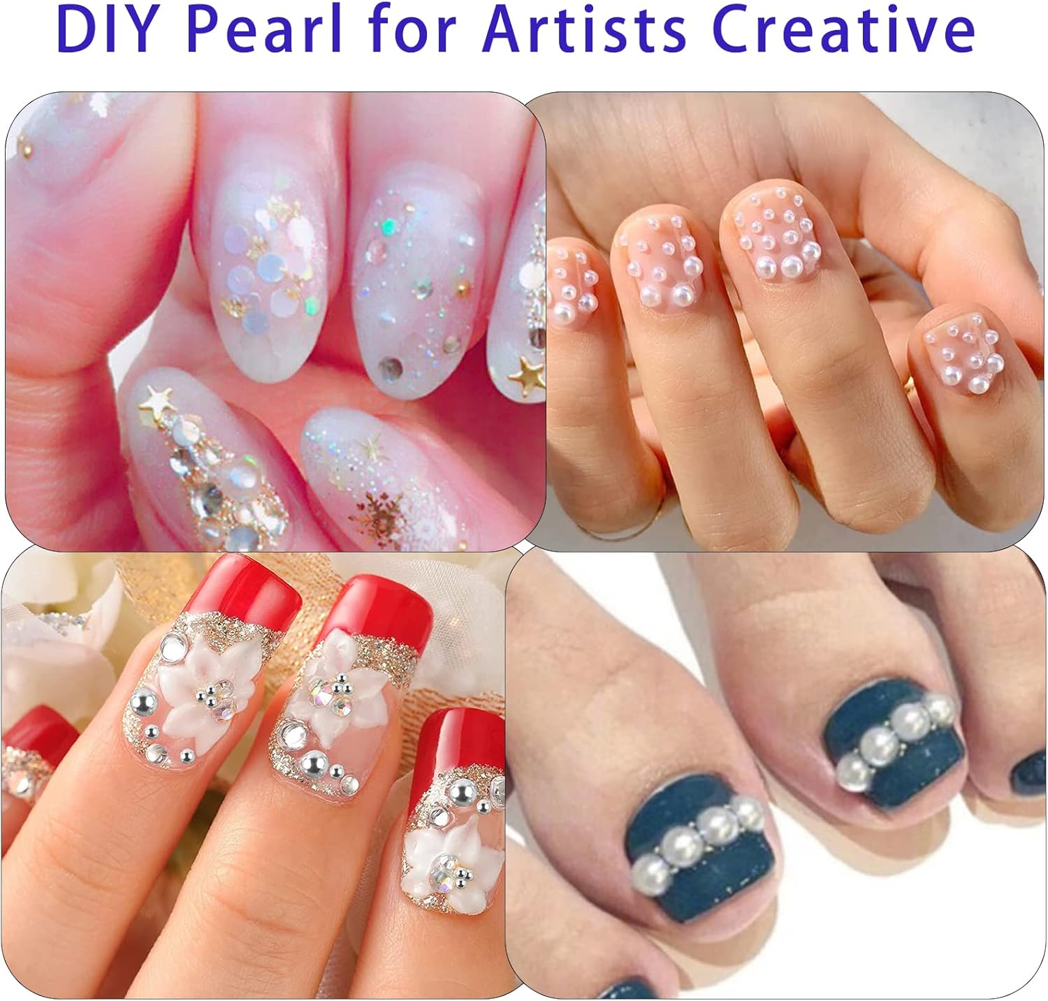 5900 Pcs Half Pearls for Crafts Silver Pearl for Nail Art Falt Back Pearls for Makeup Craft for Artists Creative DIY Flatback Pearl for Nail(2/3/4/5/6/8/10mm) - Image 4