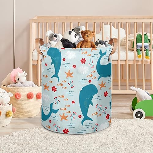 Miniatura 7 de Cute Whale Starfish 20.6" Tall Laundry Basket Hampers Foldable Laundry Storage Bin Cesta De Lavanderia Laundry Hamper Basket for Bathroom Bedroom