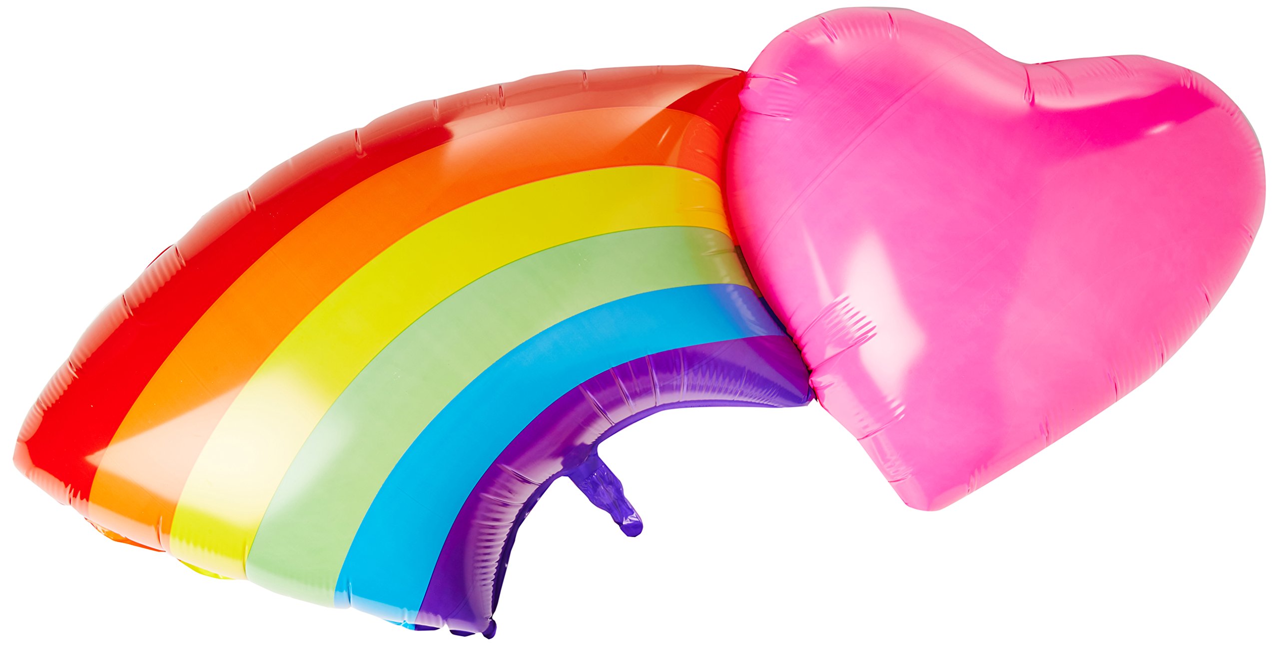 Pink Heart & Rainbow 43" Mighty Bright Mylar Balloon