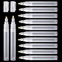 Sepamoon Set of 12 Empty Fillable Pen 3 mm 6 Mm, Refillable Paint Pen Blank Round Tilted Flat Head Refillable Paint Markers Fine Tip Acrylic Markers for Touch Up Graffiti Paper Drawing