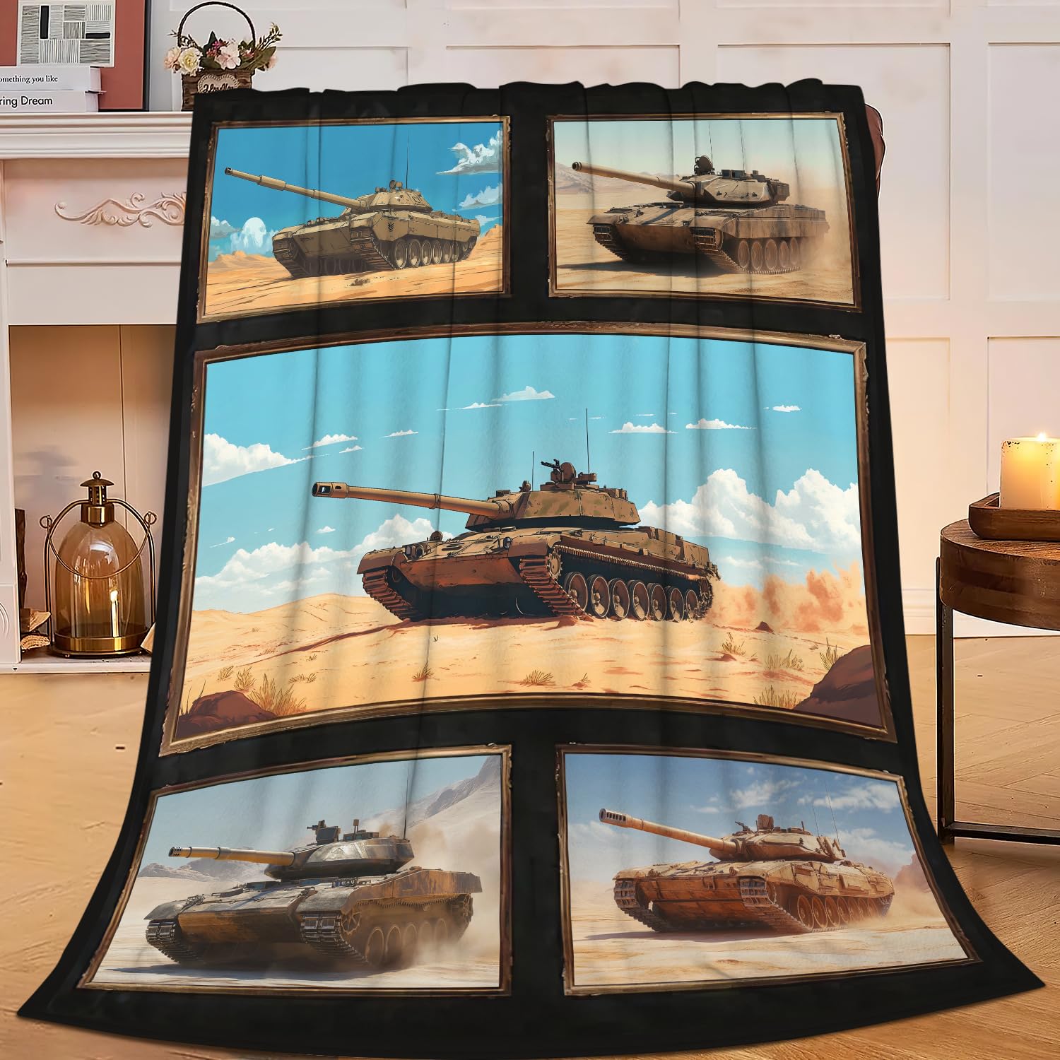 SweetFox Tank Blanket Military Fan Decor Army Throw Blanket Gifts for Girls Boys Super Wa…