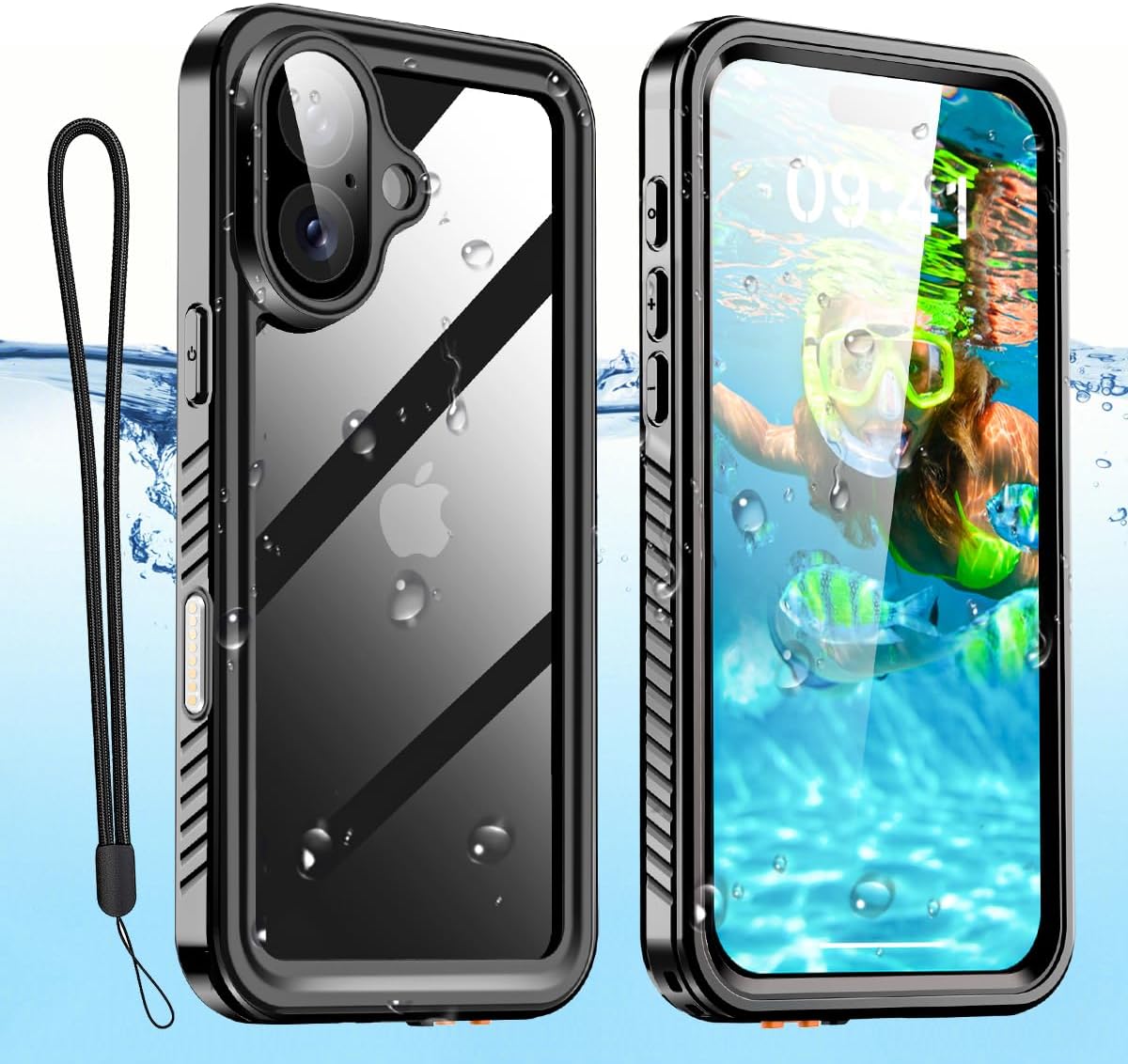 AICase Compatible with iPhone 16 Case Waterproof, Clear Water Proof Built-in Screen Protector Shockproof Dustproof Snowproof Full Body Rugged Underwater Phone Case Clear 16