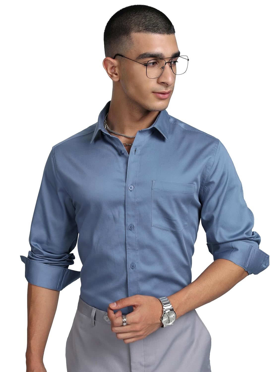 Highlander Men’s Slim Fit Formal Shirt | Solid Formal Shirt for Men | Comfortable Fabric | Stylish Design for Everyday Use & Office Wear