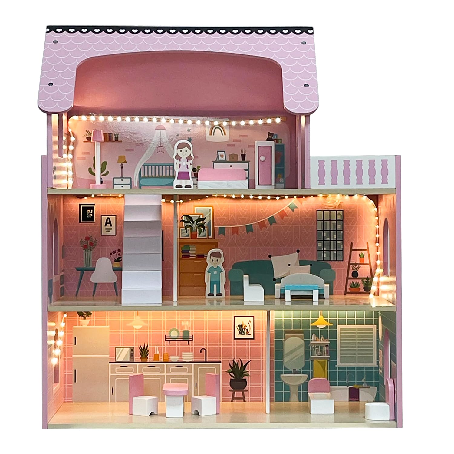 La mia famiglia casa con mobili bambola giocattolo con la luce pretend gioca set