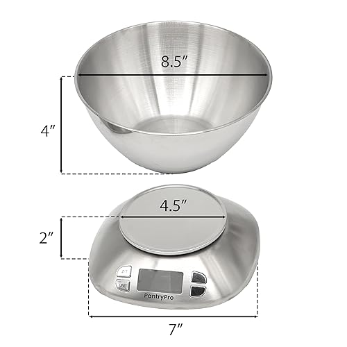 Miniatura 4 de The Display Guys - Báscula digital de cocina de acero inoxidable con cuenco para laboratorio de café y alimentos, pantalla LCD, gramos, libras,