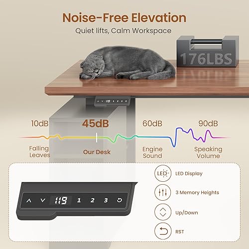 Miniatura 9 de SEDETA Farmhouse Escritorio Eléctrico de Pie en Forma de L, 63" x 67" Ajustable en Altura, Escritorio Ejecutivo de Oficina en Casa con Cajones y