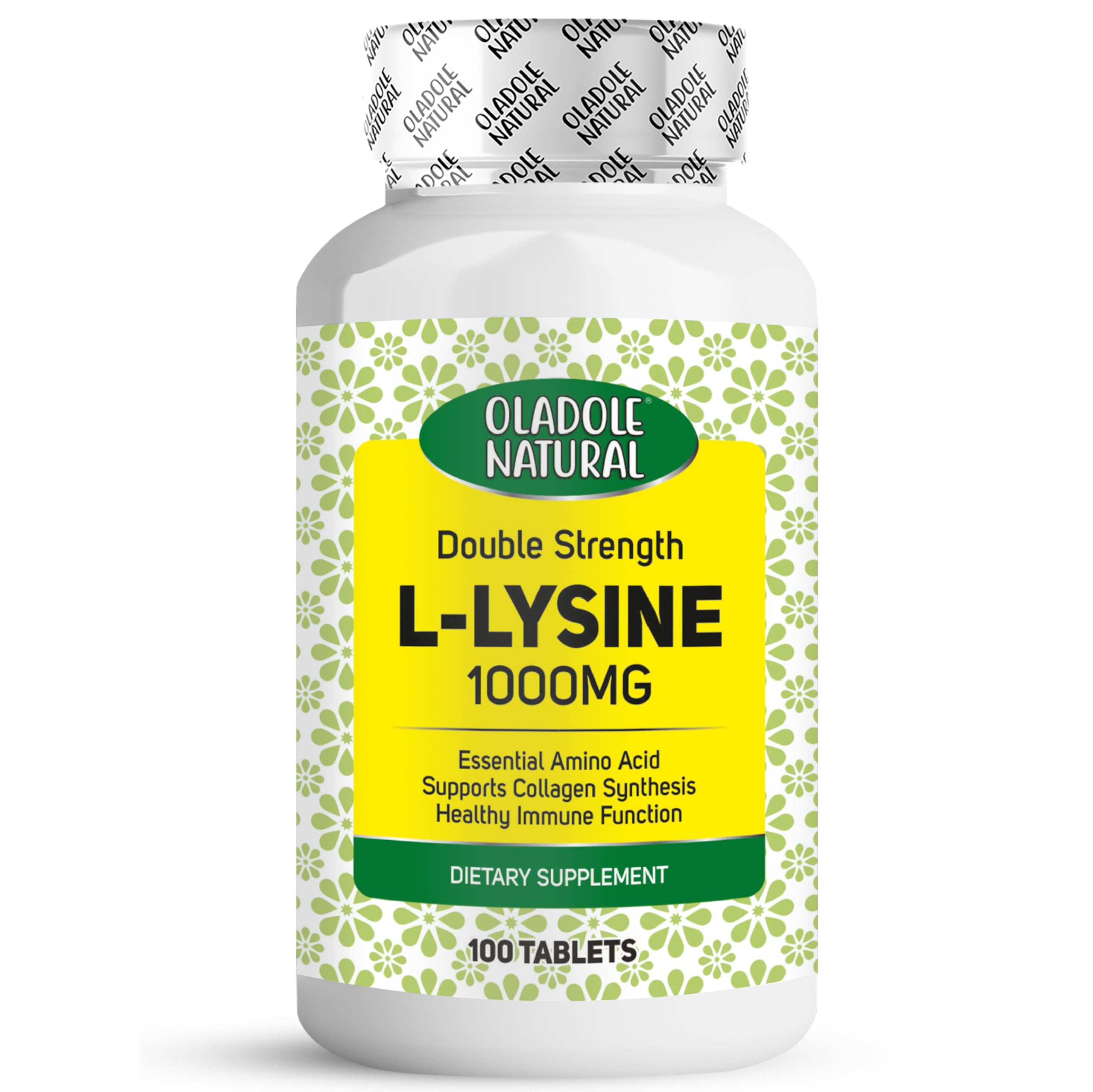Oladole Natural Double Strength L-Lysine (1000 mg)-100 Tablets| Essential Amino Acid for Collagen Synthesis & Immune Function, Muscle Recovery, Calcium Absorption & Overall Wellness | Vegan & Halal