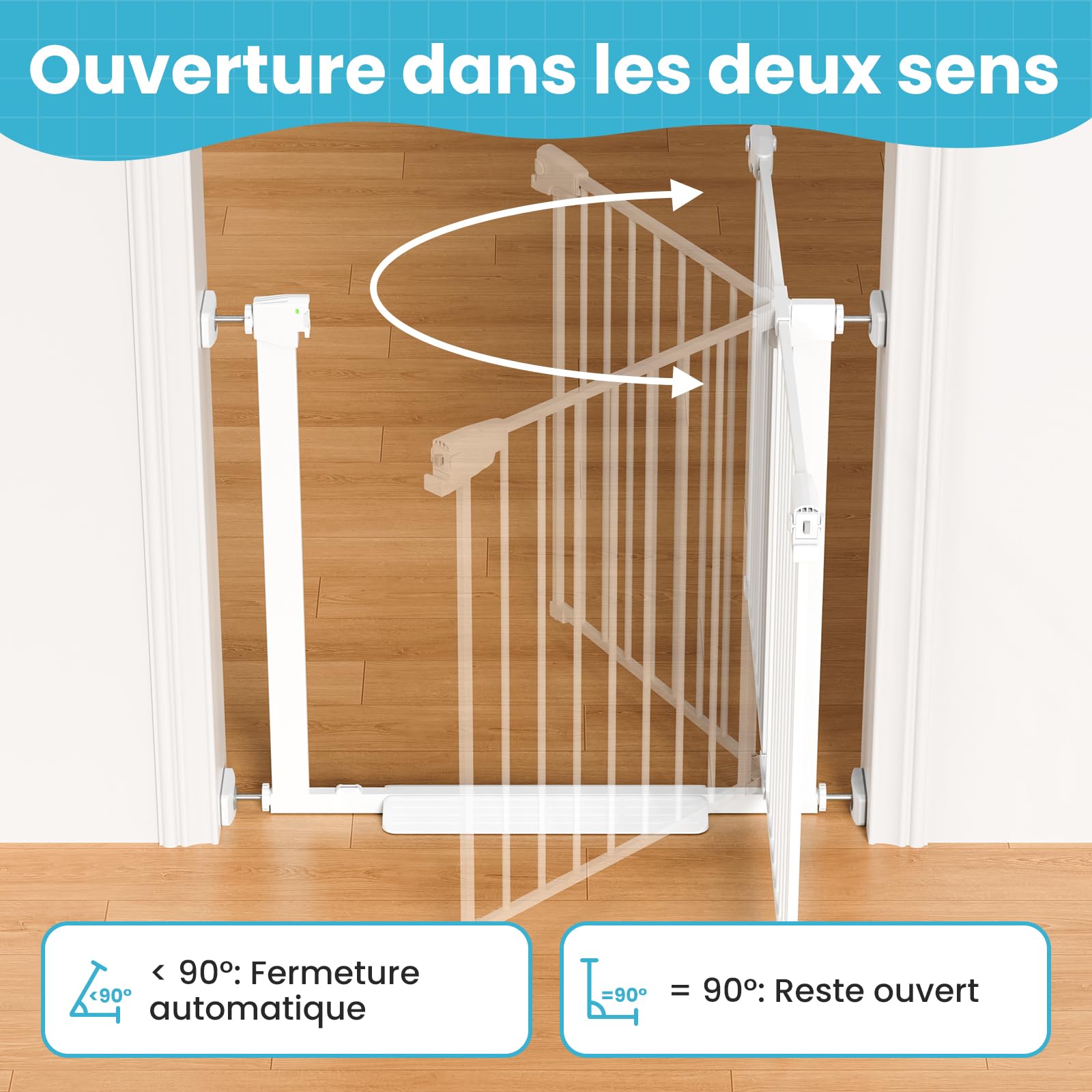 YEAUPE PRO Barrière de Sécurité Enfant sans Perçage, 85-88 cm, Blanc