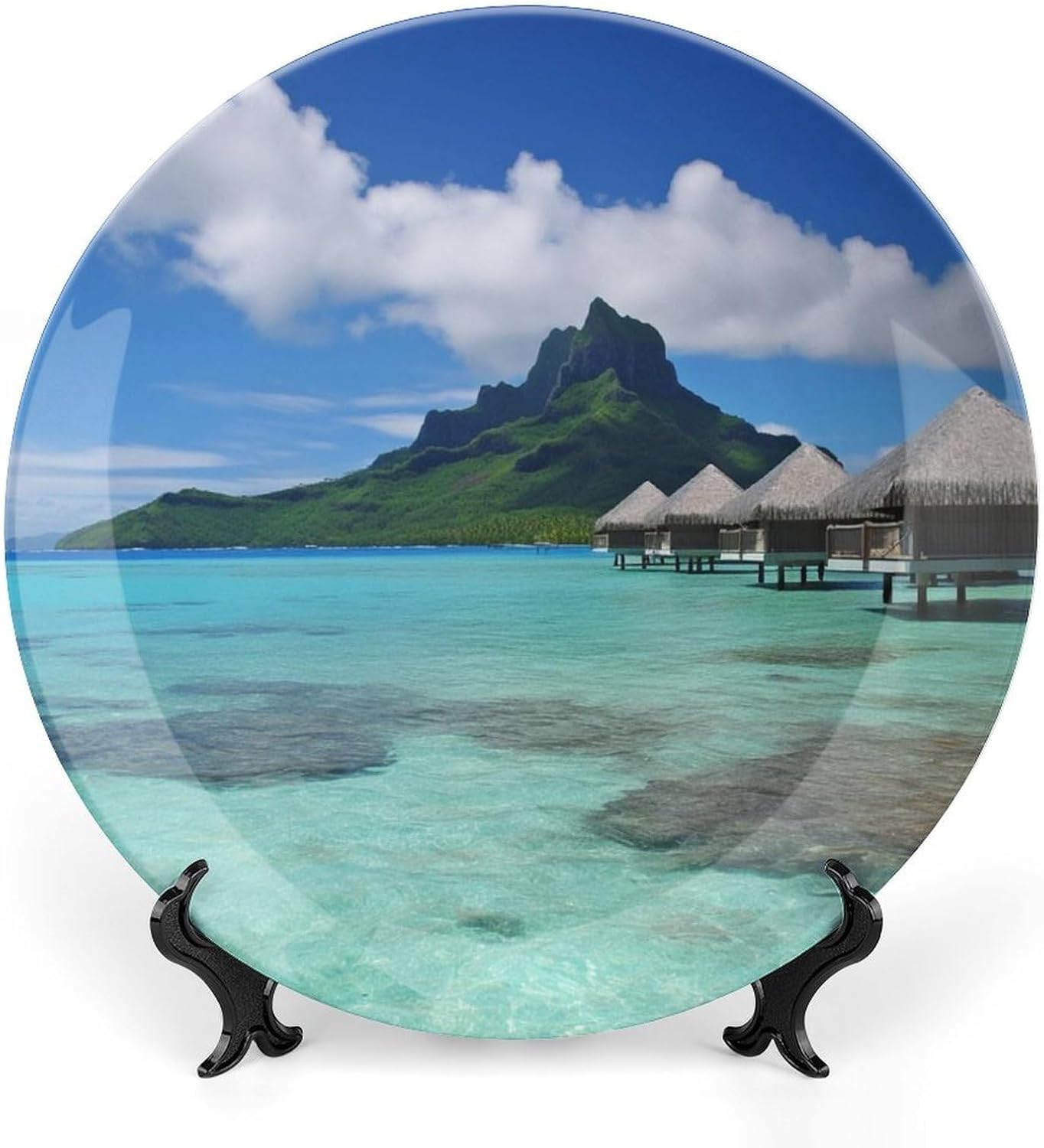 Tahiti Beach Ceramic Decorative Plate for Home, Bone China Plates