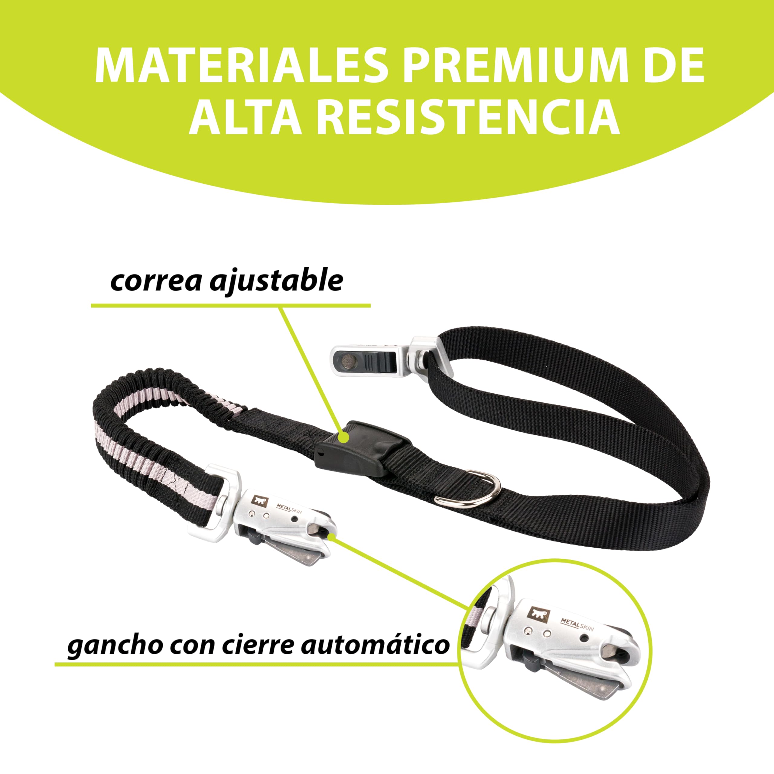 Ferplast Correa para Perro Freetime Running, Completa con cinturón y Bolsa de Almacenamiento, Extremo elástico, Ø 70÷130 cm, Gris