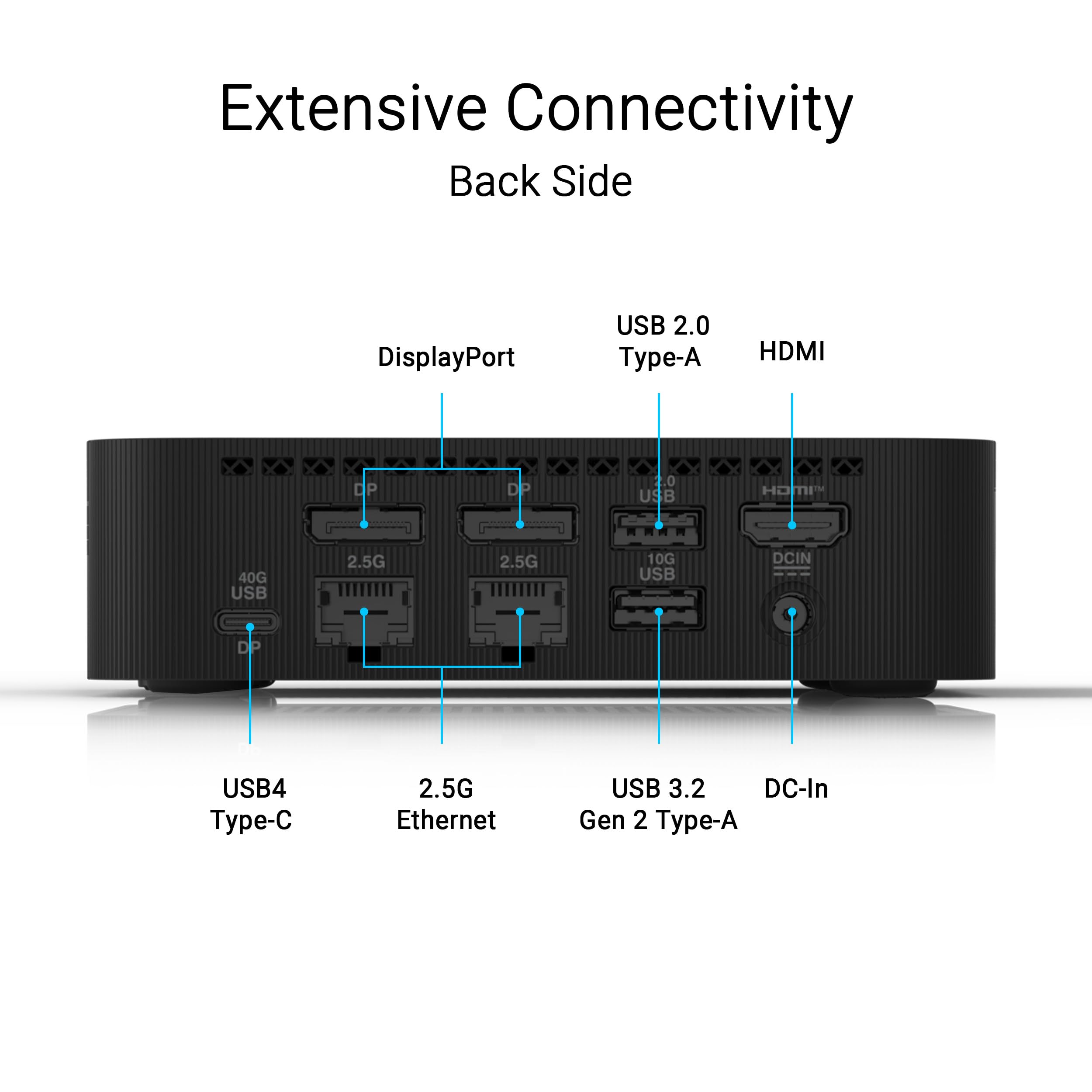 ASUS ExpertCenter PN54 Barebone Mini PC con processore AMD RyzenTM AI 5 340, RAM DDR5, design a doppia archiviazione, WiFi 7 e BT 5.4, comando vocale, accesso allo chassis senza attrezzi, USB-C