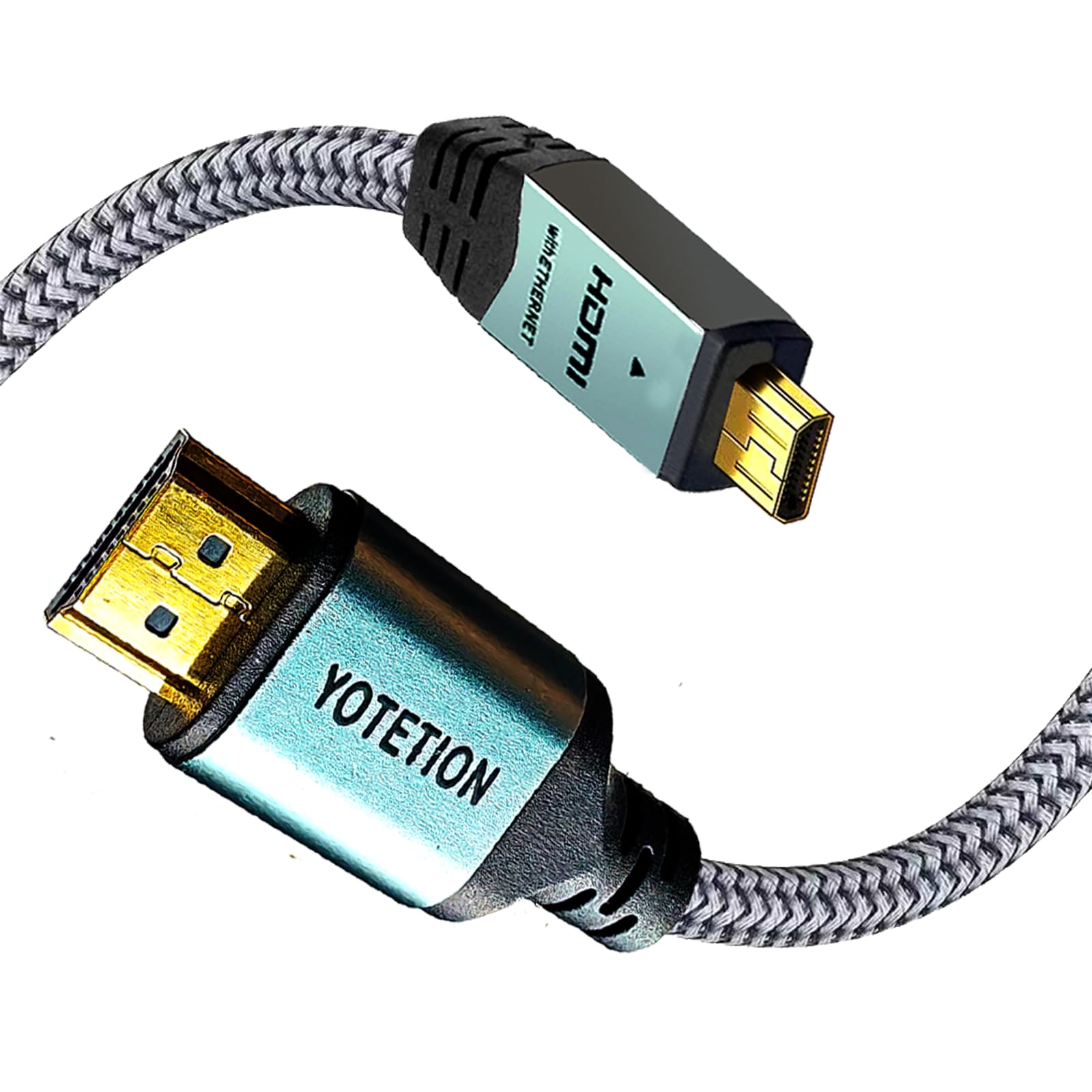Cable micro HDMI a HDMI de 20 pies, adaptador micro HDMI premium, cable trenzado de nailon HDR 4K a 60Hz, para GoPro Hero, zfc, RPi, A6000, A6300, cámara, tarjeta de captura de video