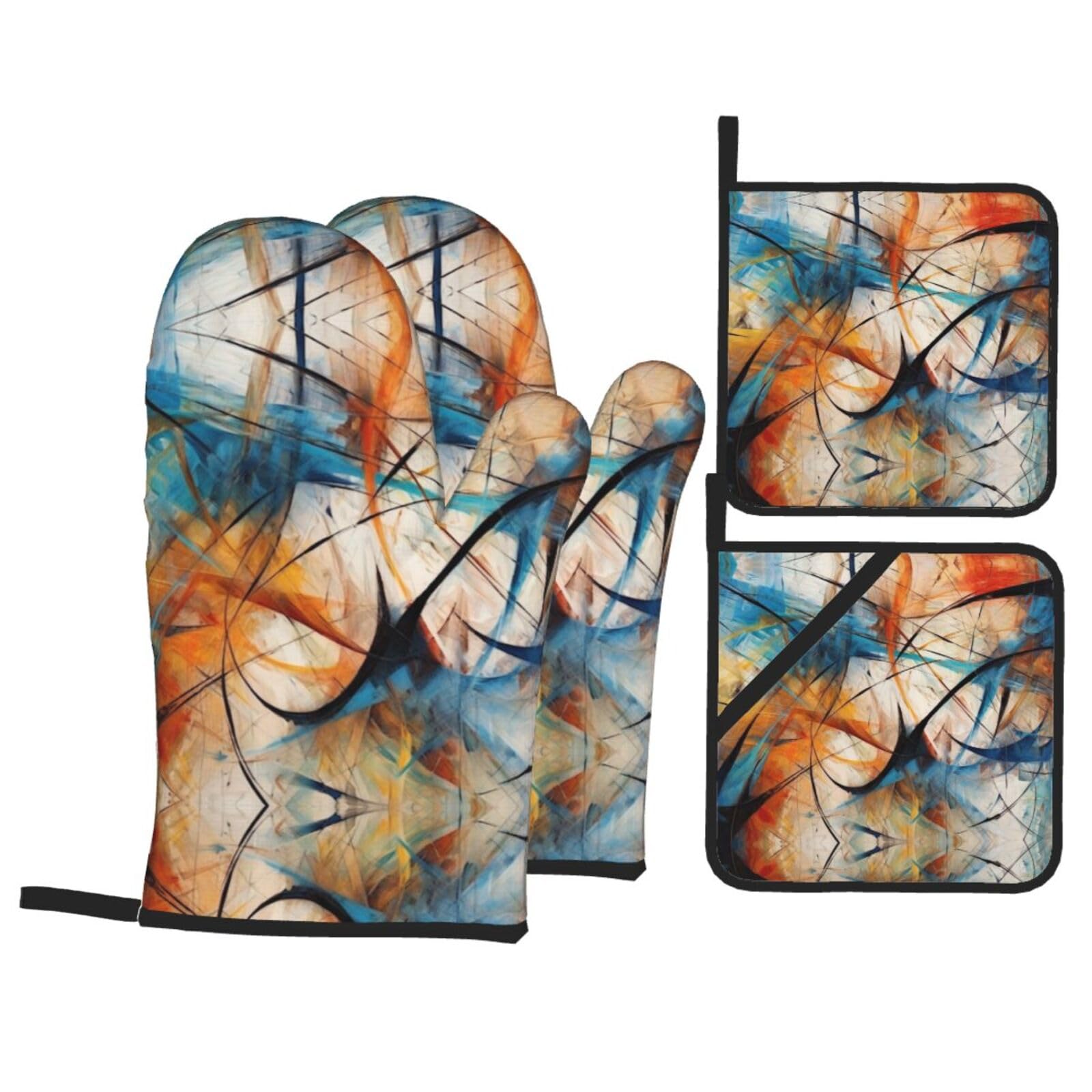 Unique Customized Oven Mitts & Pot Holders Set - Heat Resistant, Perfect for Baking and Grilling, Ideal Housewarming Gifts Colorful