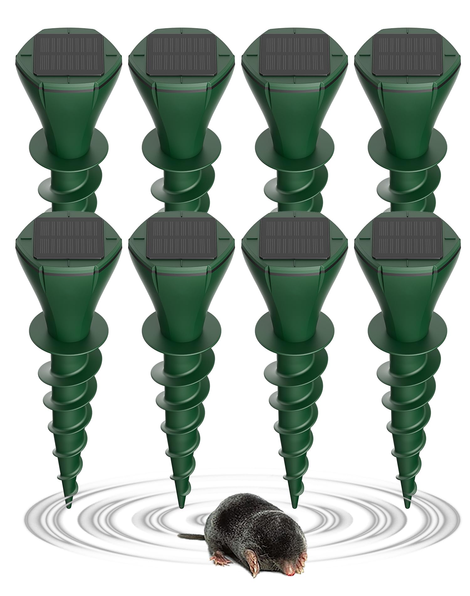 Repellente per talpe per prati, repellente per viti, ad energia solare, deterrente per marmotta, con paletti antivibrazioni, silenzioso, per sbarazzarsi di armatole, armatillo, non avvelenano (verde