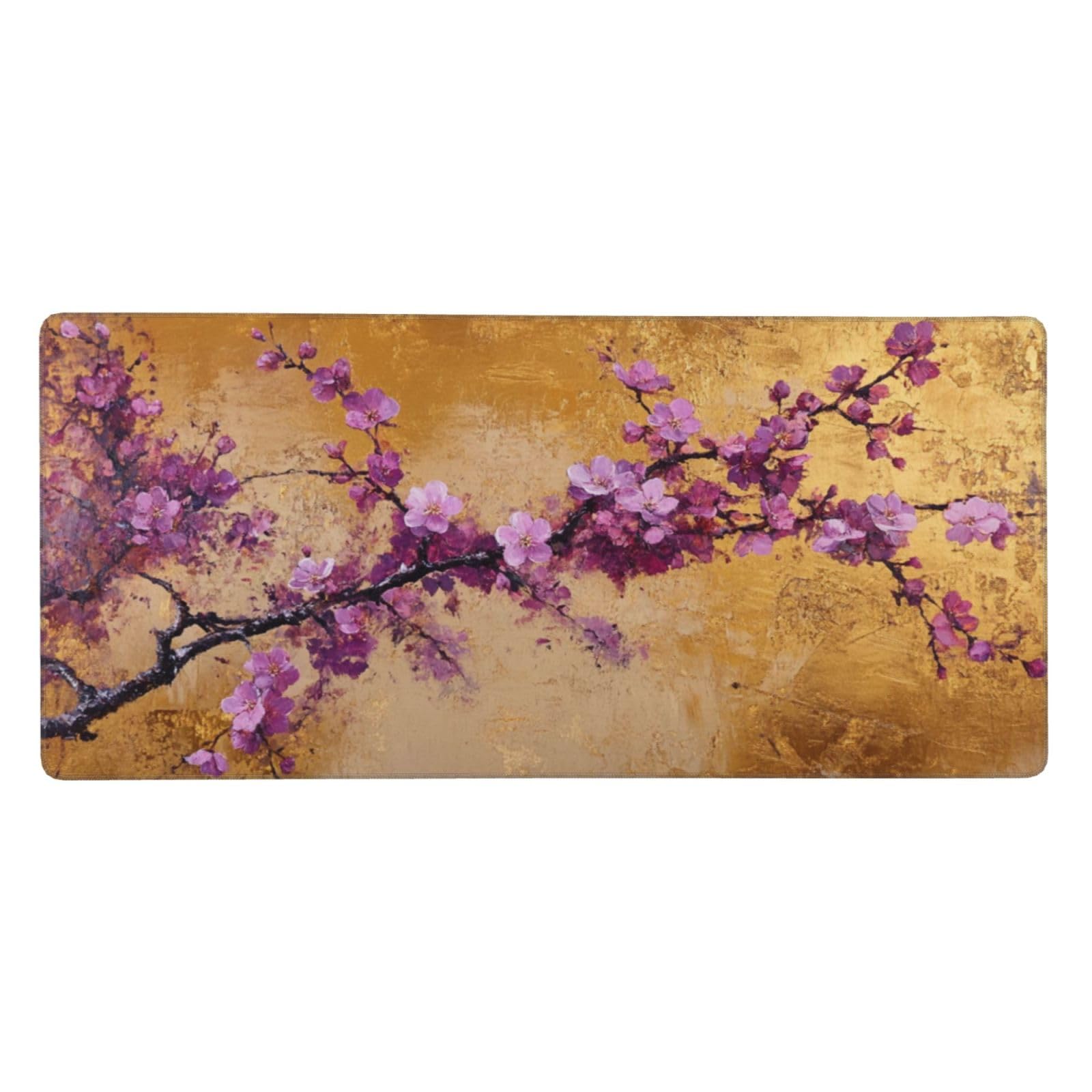 Tappetino Mouse XXL Fiore & Viola, 100 x 50 cm Tappetino da Scrivania G452 | Tappetino per Mouse, Base in Gomma Antiscivolo, Superficie Impermeabile, Bordi Cuciti, Tappetino Scrivania per Ufficio, Gioco
