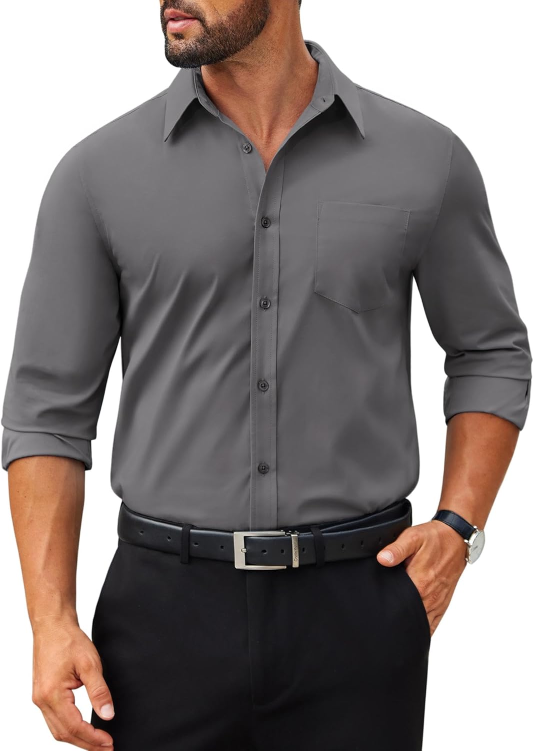 COOFANDY Mens Dress Shirts Long Sleeve Poplin Formal Shirt Casual Button Down Shirts