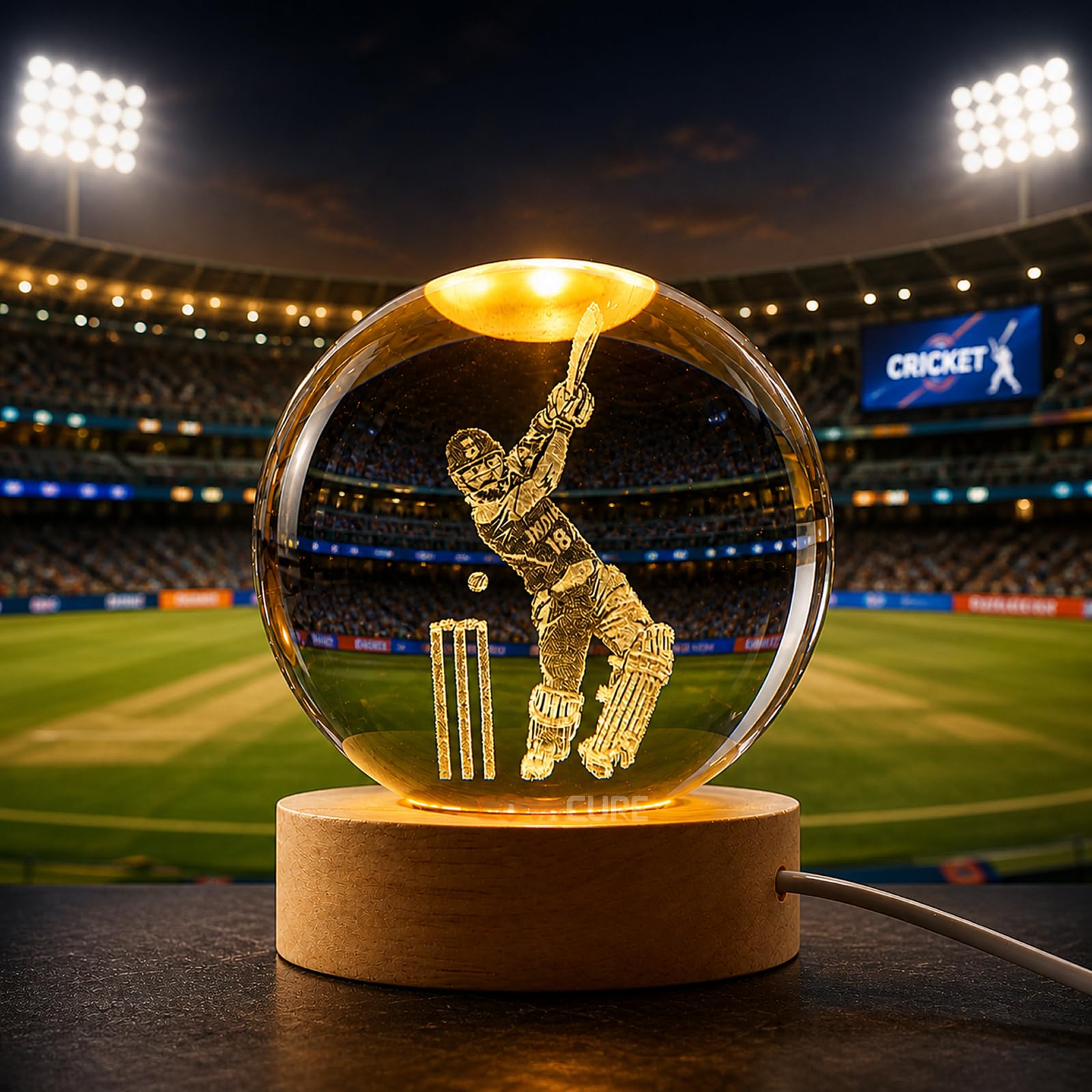 COVACURE 3D Crystal Ball Night Lamp - Viratt Kohlii Gift -3