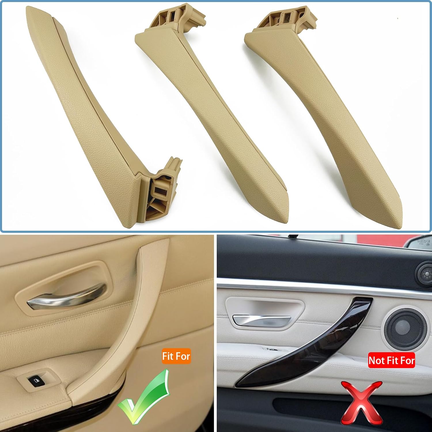 Car Door Handle for BMW 3 Series E90 E91 2006-2012 Interior Door Handles Replace Cover Car Door Handle Assembly 323i 325i 328i 330i 335i (Beige)