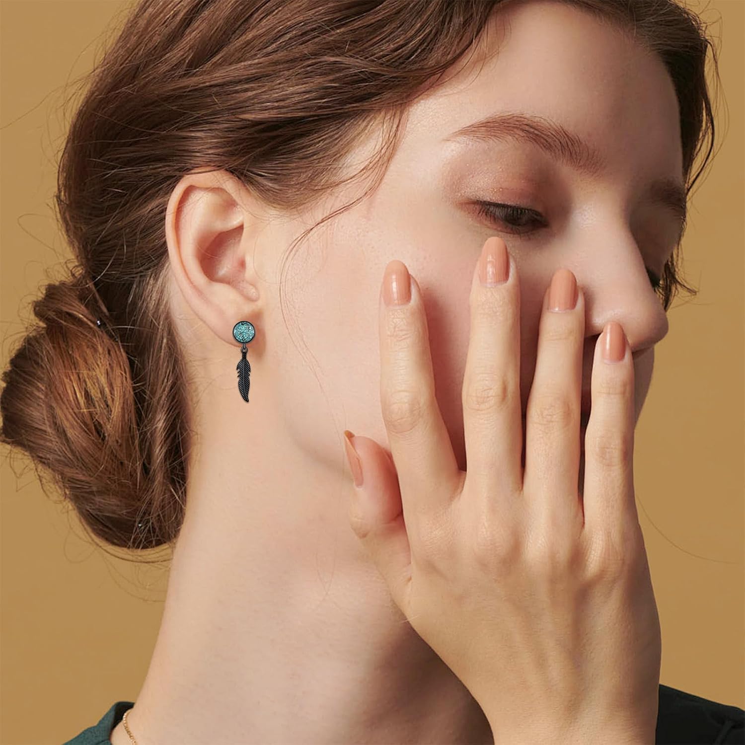 Black Dangle Drop Earrings 925 Sterling Silver Turquoise Earrings Jewelry Gifts for Women Men - Image 6