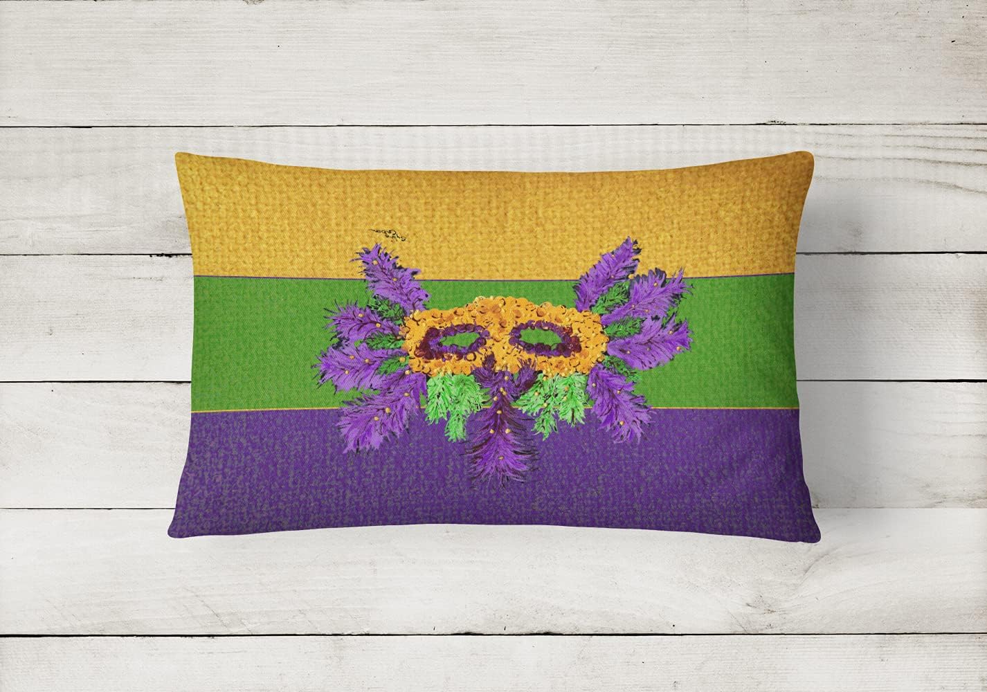 Caroline's Treasures 8389PW1216 Mardi Gras Canvas Fabric Decorative Pillow Machine Washable, Indoor Outdoor Decorative Pillow for Couch, Bed or Patio, 12HX16W