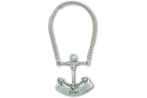 Vagabond House Pewter Ship Anchor Rum Decanter, Label - Handcrafted Engraved 2.25 Inch Tall