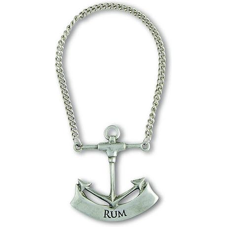 Vagabond House Pewter Ship Anchor Rum Decanter, Label - Handcrafted Engraved 2.25 Inch Tall