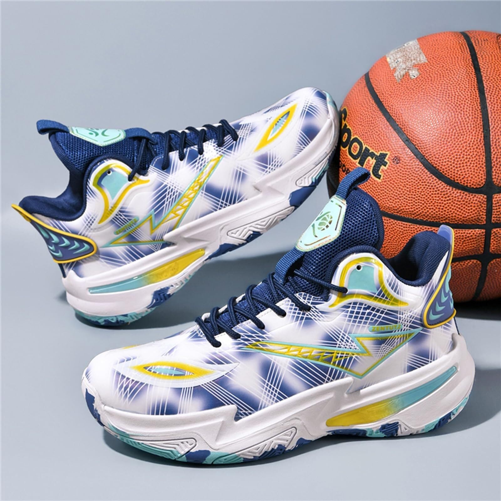 Scarpe da Basket da Uomo con Cinturini, Leggere, Antiscivolo, ammortizzanti, Resistenti all'Usura, Scarpe Sportive alla Moda