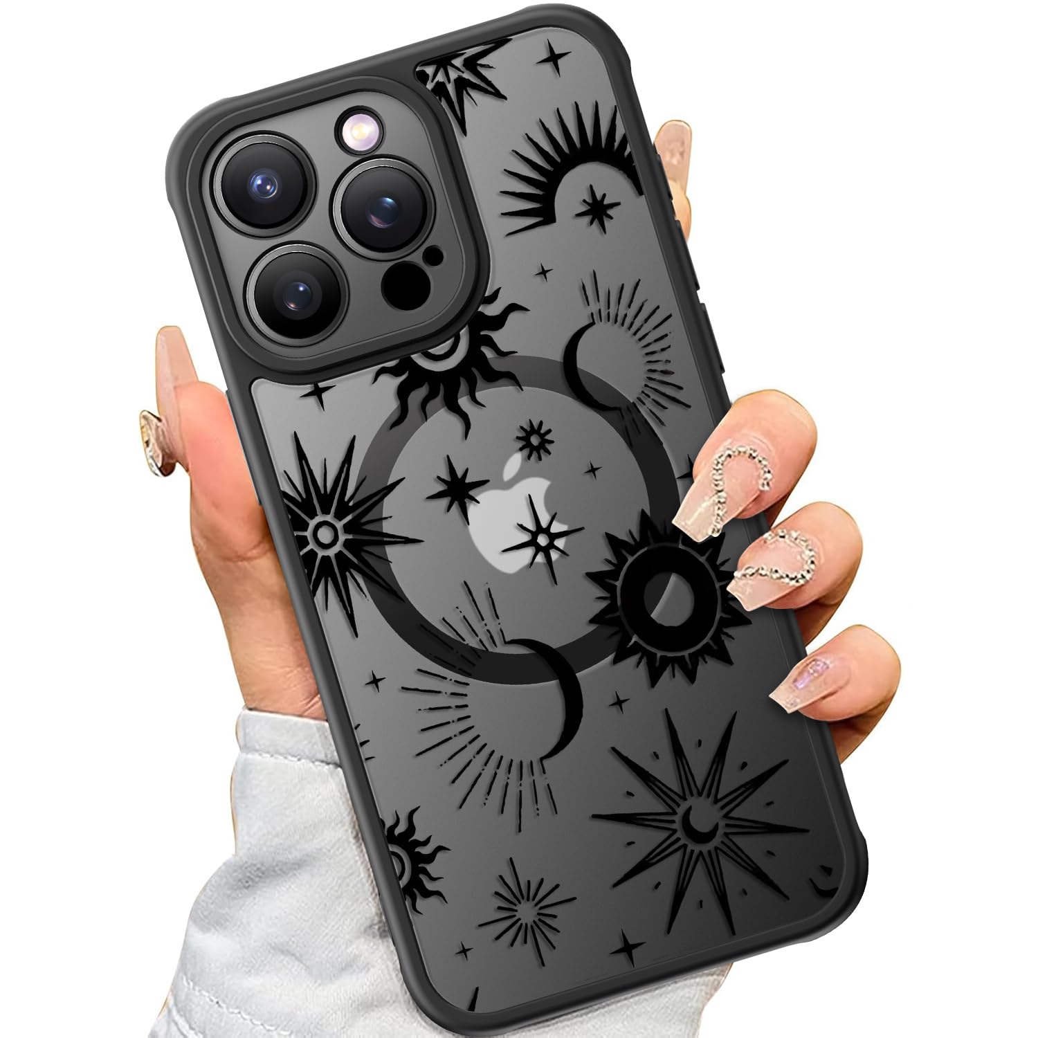 SEXYMOM Magnetic for iPhone 15 Pro Case - Wireless Charging Compatible,Military Drop Tested Cover,Cute Floral Design for Women and Girls,Slim Fit