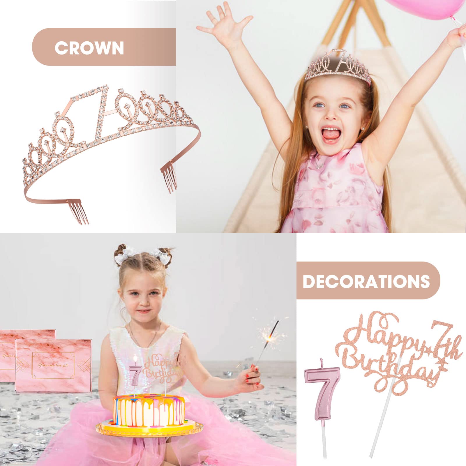 MEANT2TOBE Purple Princess 7th Birthday Sash And Tiara Set - Glitter