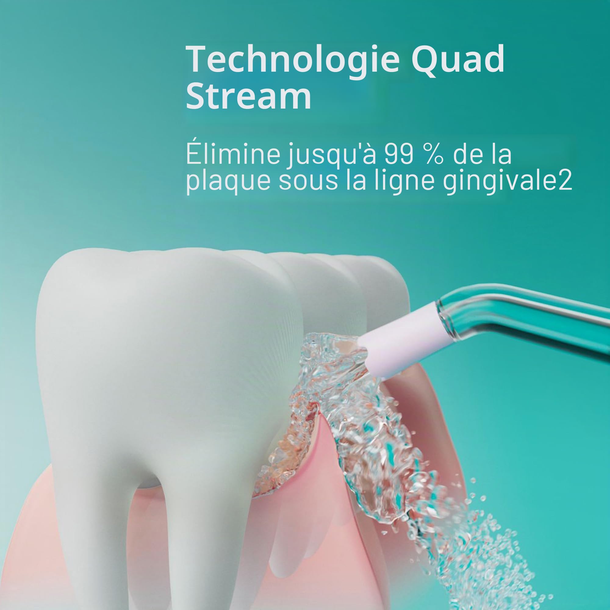 Philips Sonicare Cordless Power Flosser 3000 - Water Flosser with Innovative Quad Stream Technology, Oral Irrigator with 2 Flossing Modes and 3 Pressure Levels, IPX7 Waterproof, White, HX3826/21