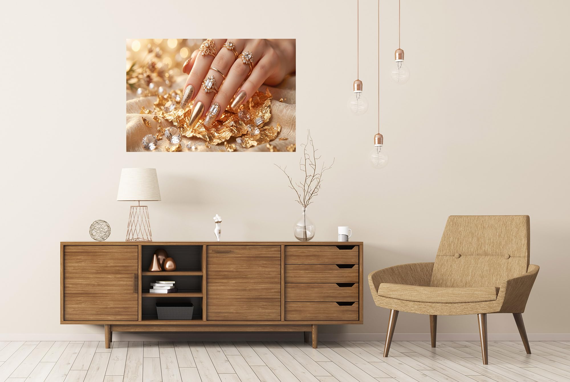 islandburner Póster Premium Glamoroso Dorado Arte Mural Dormitorio Para Conscientes del Estilo - Gran Formato
