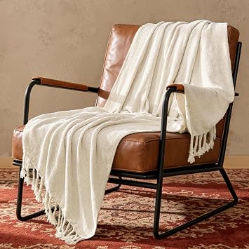 BEDELITE Soft Cozy Chenille Knit Throw Blanket with Tassel,Farmhouse Boho