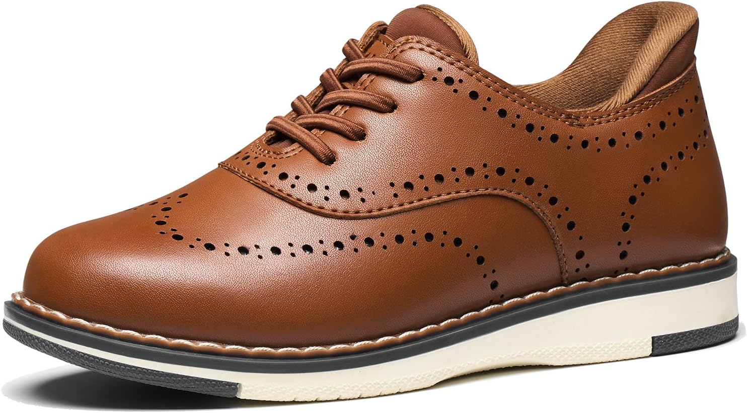 GINNI Boys Dress Shoes Kids Slip On Casual Oxford Sneakers Wingtip Brogue Uniform Formal Shoes for Toddler/Little/Big Kid