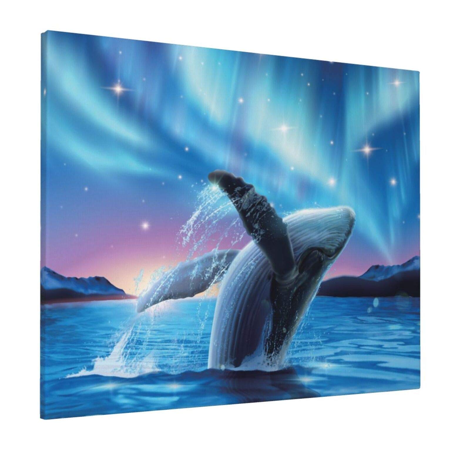 Amazon｜DADABULIU アートパネル 絵画 クジラ 泳ぐ オーロラ 海 星空 