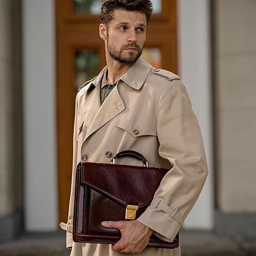 Miniatura 2 de Time Resistance Leather Briefcase for Men - Business Laptop Bag - Italian Handmade Leather Bag - Attache - Gift Box Included