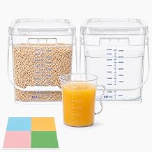 METAPACK 2 Pack 1 Gallon Food Grade Square Buckets with Easy-Open Lids and Handles, BPA-Free Clear Plastic Food Storage Containers for Pantry Organization, Cereal, Rice & Flour Storage
