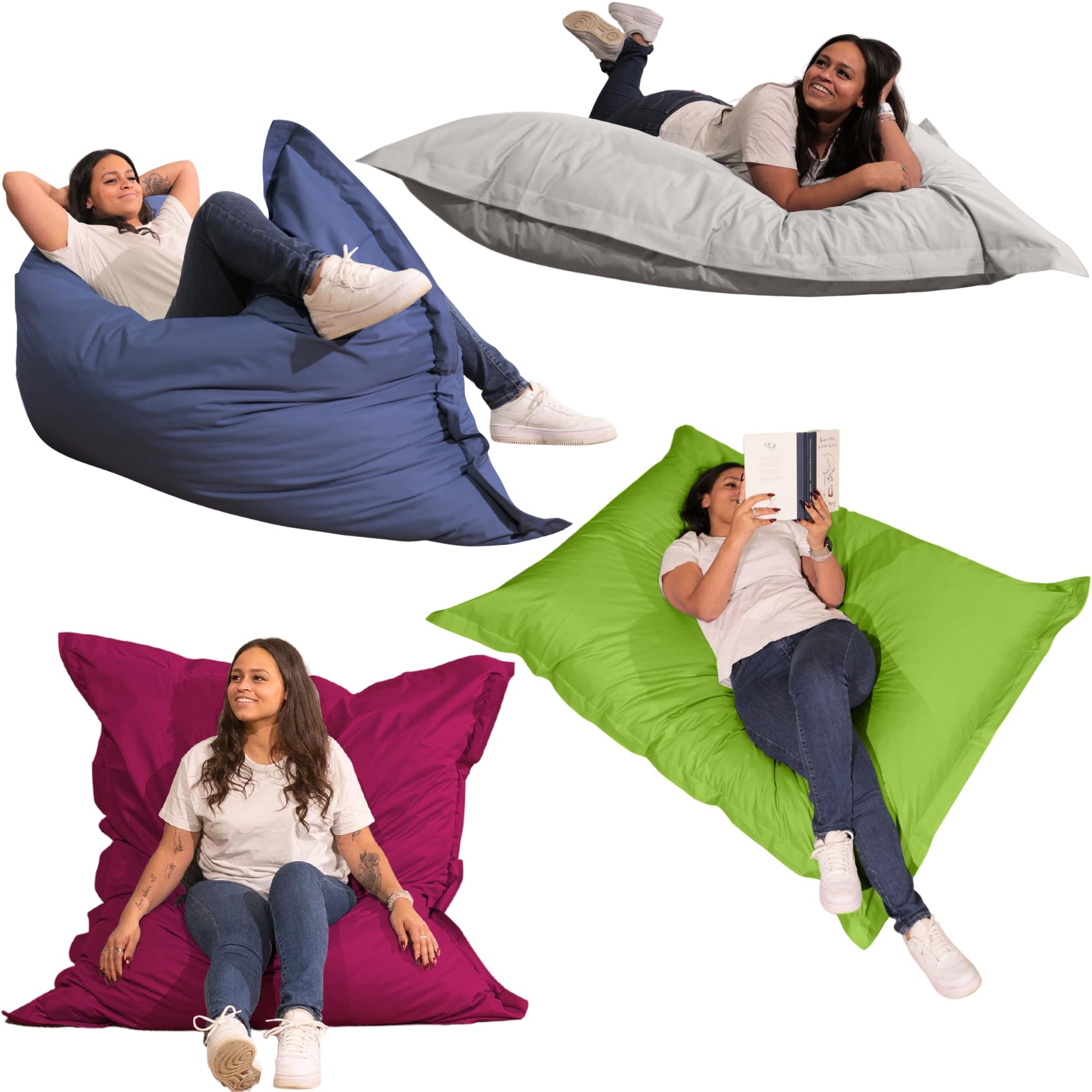 bananair - Outdoor Bean Bag Chair for Adults & Kids - Waterproof & Anti UV Fabric - Removable & Machine Washable Cover - Ultra Comfortable Foam Filling - Giant Bean Bag Sofa (180x140 cm, Green)