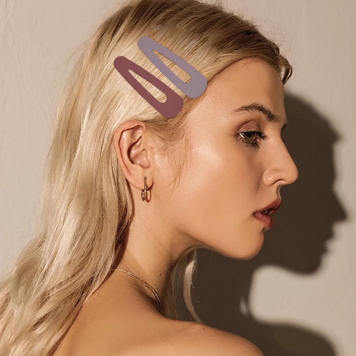 6PCS Large Matte Red Snap Hair Clips for Women, 3.5 Inch Acrylic Metal Barrettes for Thick Hair, Half-Up Styles & Everyday Wear