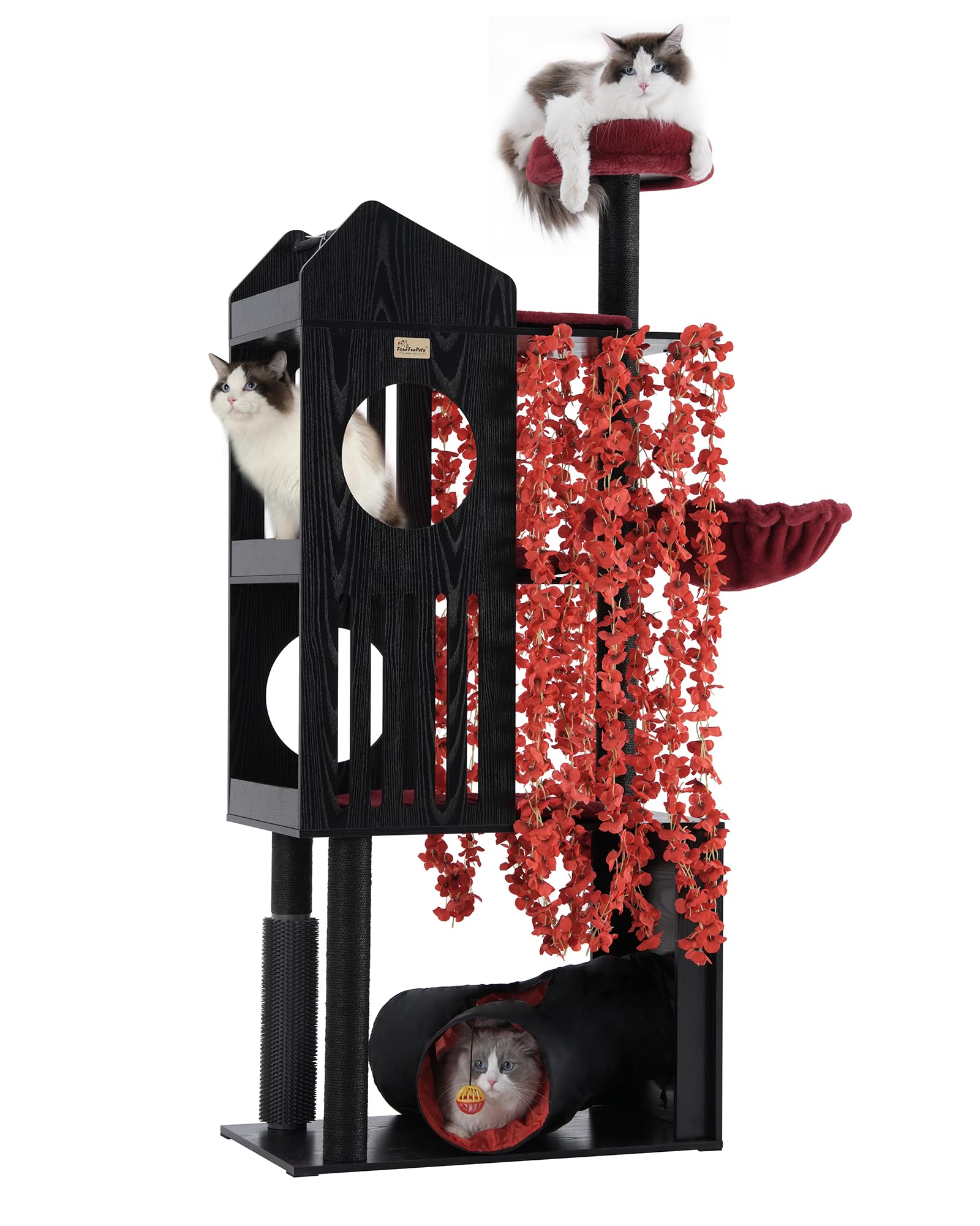 Photo 1 of FourFurPets Gothic Cat Tree, 67" Black & Red