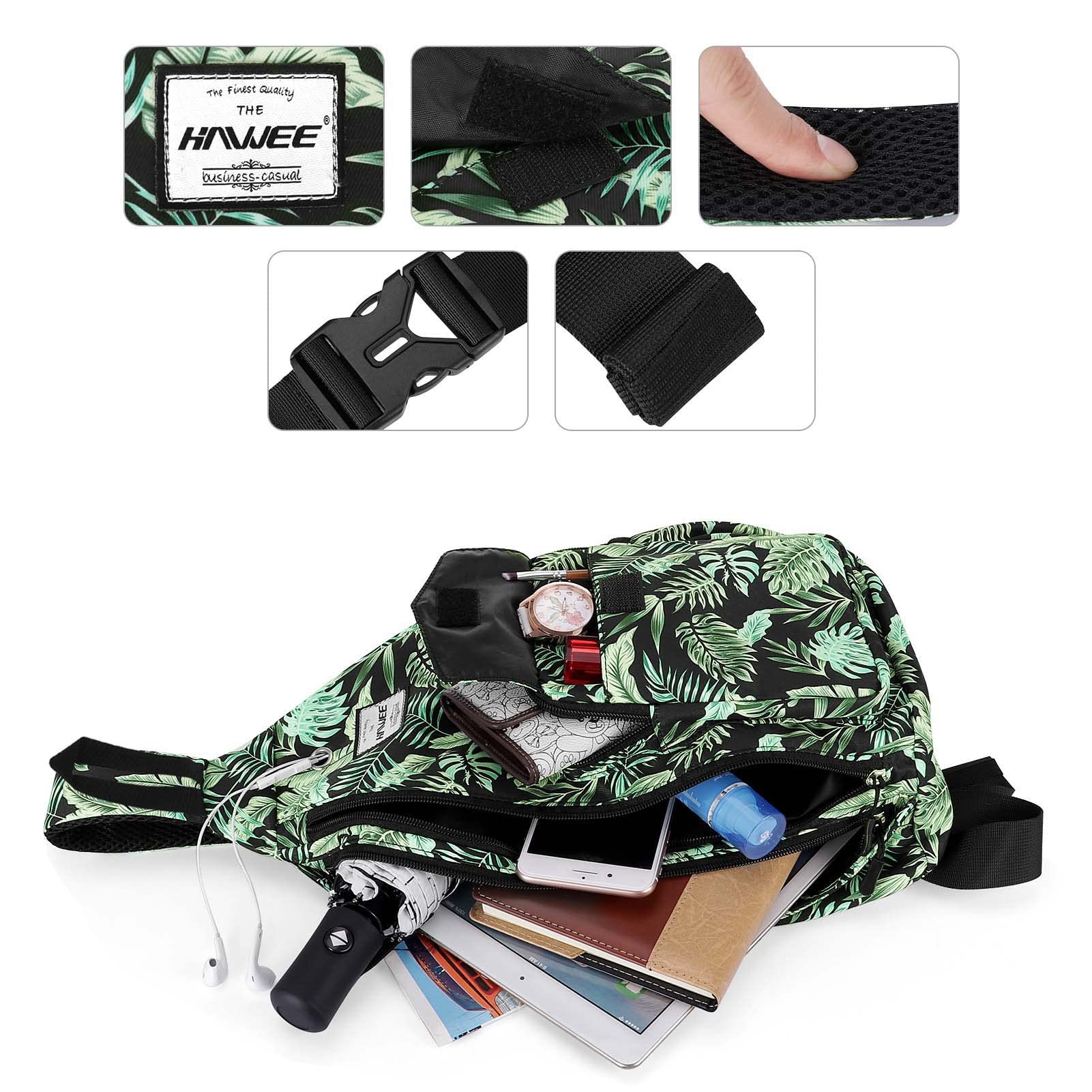Bolsa de hombro de cuerda para mujeres y hombres, casual, cruzada, mochila de día, correa ajustable, bolsa de botella para viajes y deportes, Hoja de plátano, One Size, Mochilas daypack