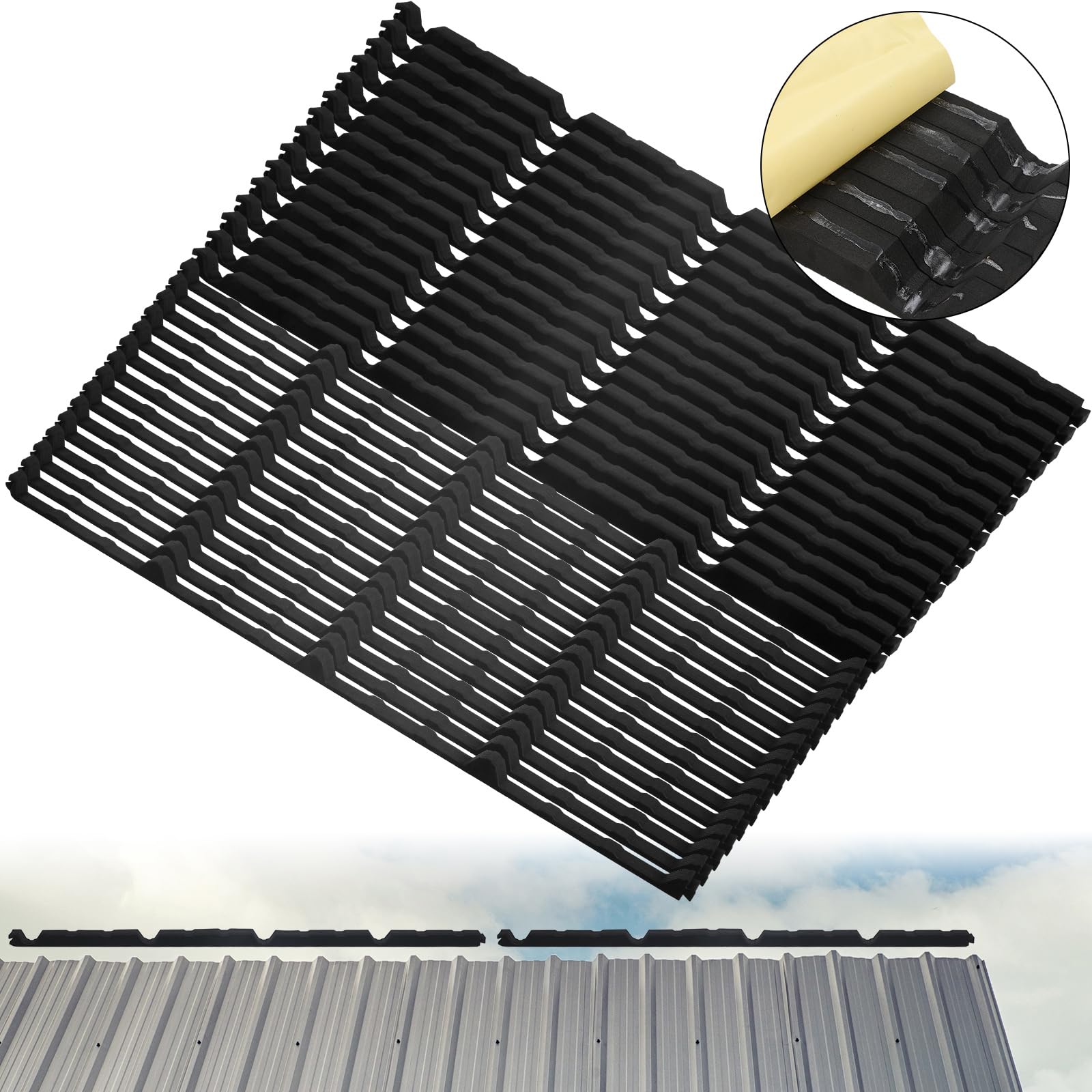 Bandes de fermeture en mousse de 0,9 m Pushglossy pour étanchéité de toiture nervurée