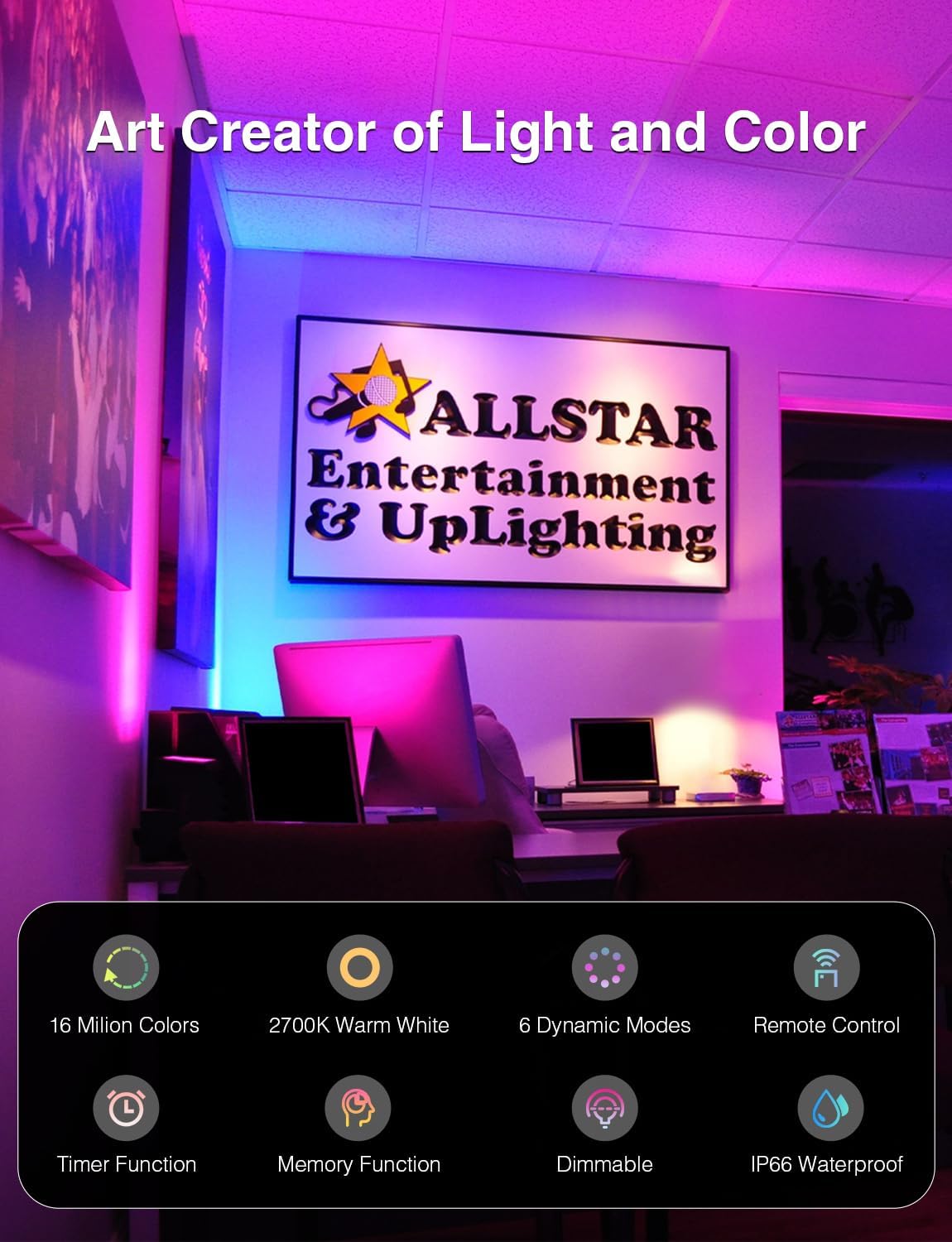 Onforu 2 Pack LED RGBW Flood Lights Outdoor 70W, 2700K Warm White Dimmable Million Color Changing Floodlight Waterproof with Remote, DIY Stage Lights Uplighting Indoor for Party