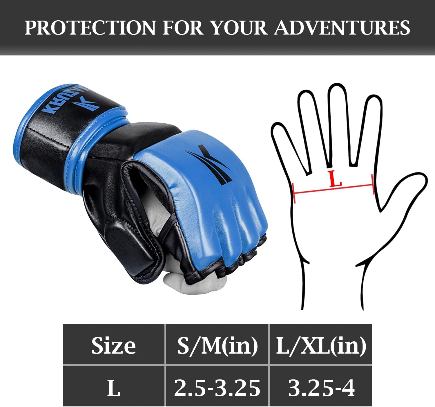 Kruzak MMA Handschuhe Herren und Damen Halbfinger-Boxhandschuhe, Handbandagen mit offenen Handflächen für Grappling, Kickboxen, Sanda, Sparring, Muay Thai