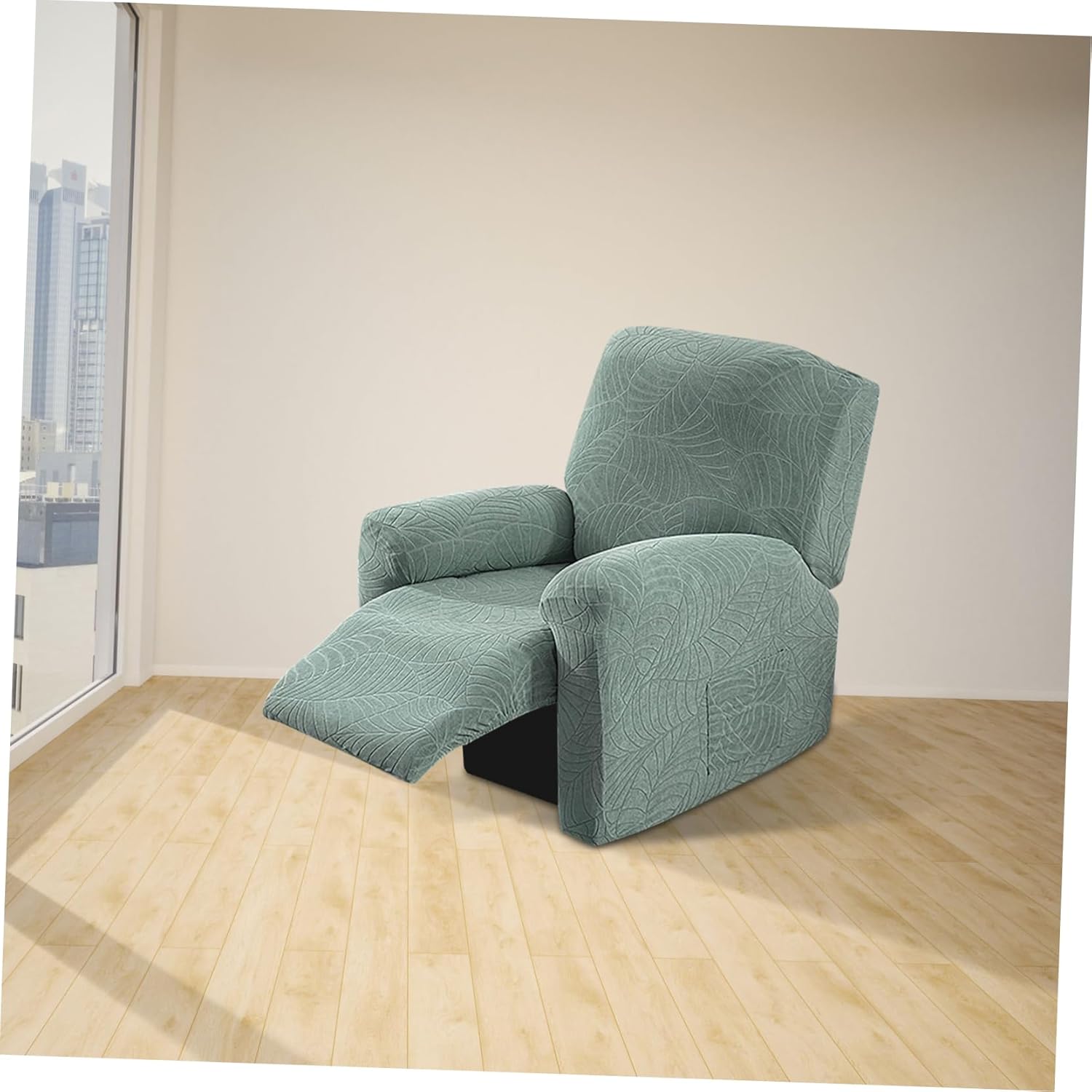 1set Full Coverage Stretch Reclining Chair Covers Soft Fabric Armchair Protectors for Living Room Washable Slipcovers Geometric Design Fits Various Chairs Easy to Install
