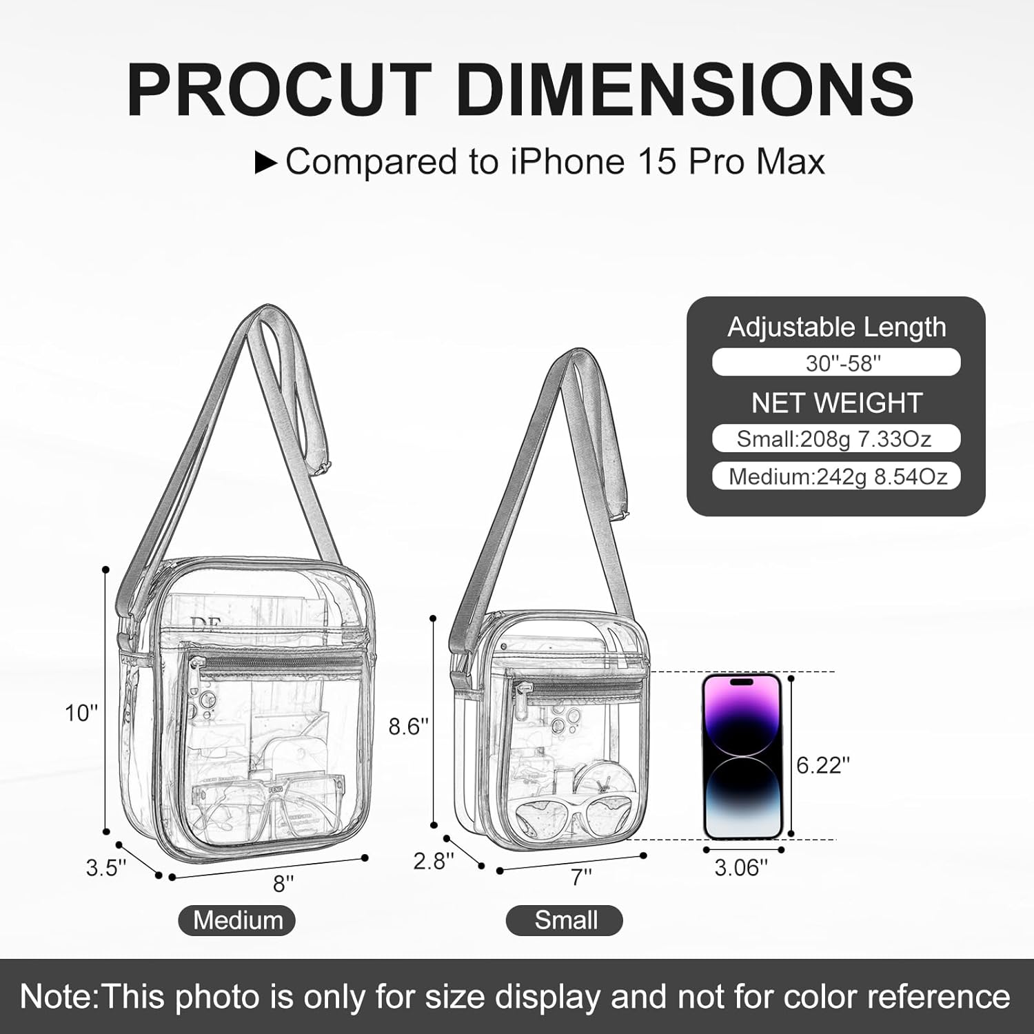 USPECLARE Clear Purse Bag for Stadium Events Clear Messenger Bag for Men and Women - Image 2