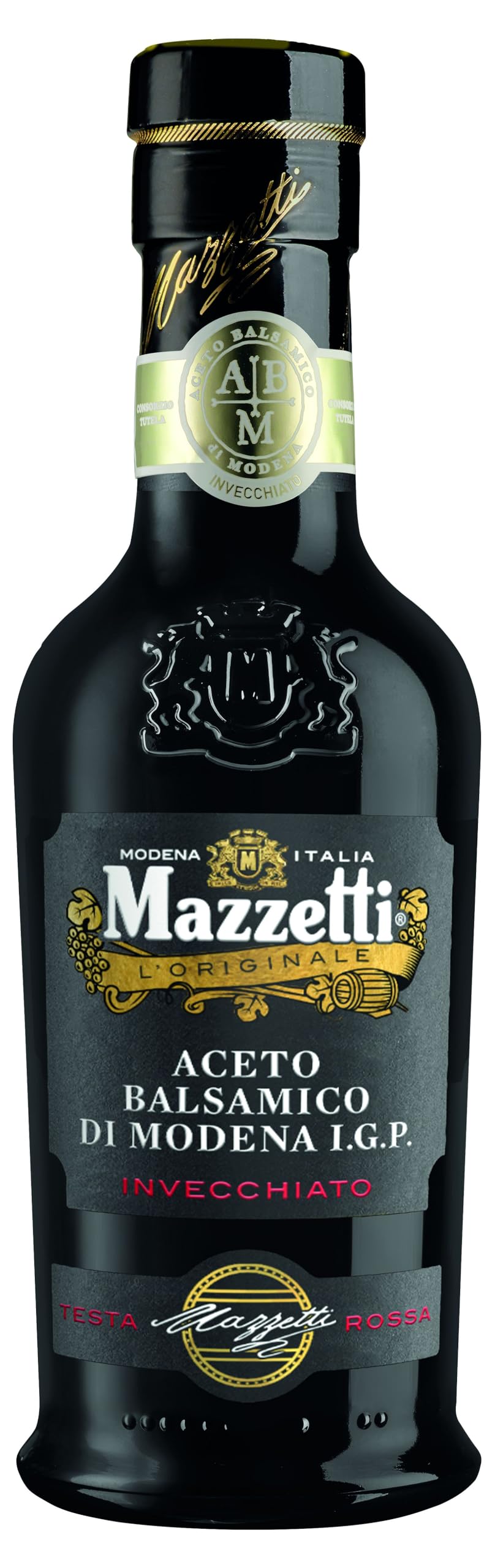 Mazzetti Testa Rossa Aceto Balsamico di Modena I.G.P. - 250 ml Flasche - Fünf Weinblätter Qualität - Ideal zum Verfeinern von Gerichten