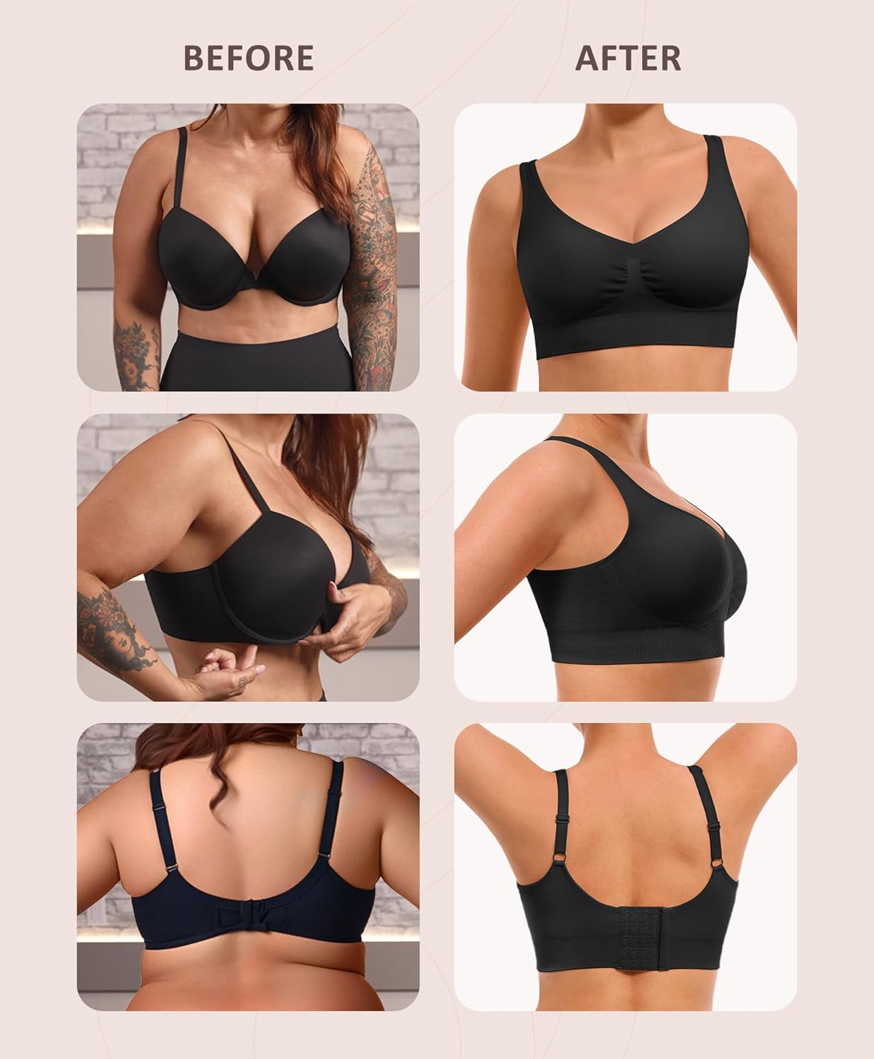 FeelinGirl Bralettes for Women No Underwire Comfortable Everyday Bras Deep V Seamless Full Coverage Wireless Bras - Image 5