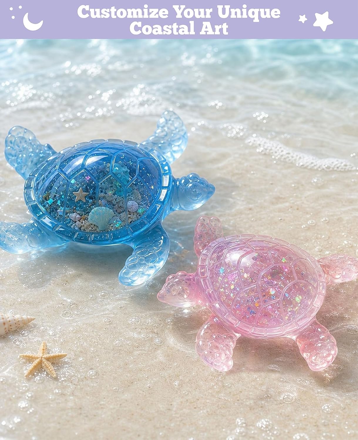 2-Pack 3D Sea Turtle Silicone Molds for Resin, Marine Animal Casting Epoxy Resin Mold for DIY Crafts and Polymer Clay, Ocean Theme Desktop Ornament, Wall Hanging and Home Decor